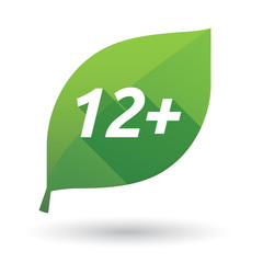 Isolated leaf icon with    the text 12+