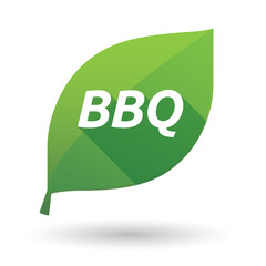 Isolated leaf icon with    the text BBQ