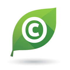 Isolated leaf icon with    the  copyright sign
