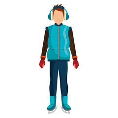 person character with winter clothes vector illustration design