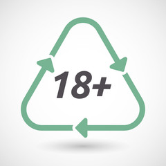Isolated recycle sign with    the text 18+