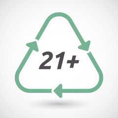 Isolated recycle sign with    the text 21+