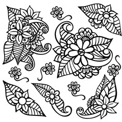 Zentangle abstract flowers. Doodle flower. Vector illustration