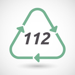 Isolated recycle sign with    the text 112
