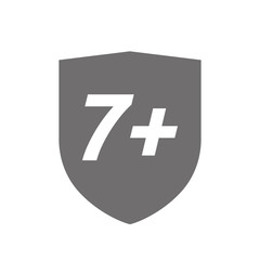 Isolated shield with    the text 7+