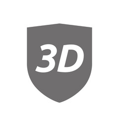Isolated shield with    the text 3D
