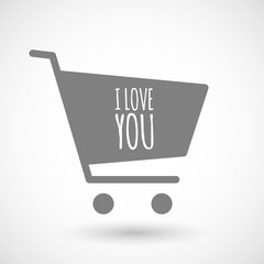 Isolated cart with    the text I LOVE YOU