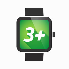 Isolated smart watch with    the text 3+
