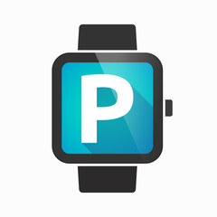 Isolated smart watch with    the letter P