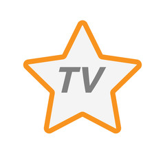 Isolated star icon with    the text TV