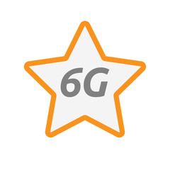Isolated star icon with    the text 6G