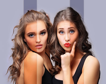 Beauty visual about suntan. Model's face - tanned and natural