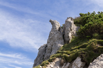 Fototapeta premium Stony peaks in mountains. Sivy Peak in High Tatras, Slovakia