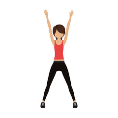 Girl doing exercise icon. Fitness gym sport and bodybuilding theme. Isolated design. Vector illustration