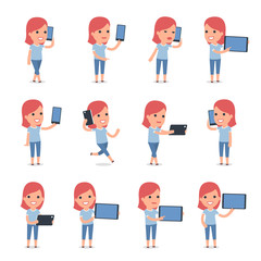 Family Girl making Presentation for using in Design