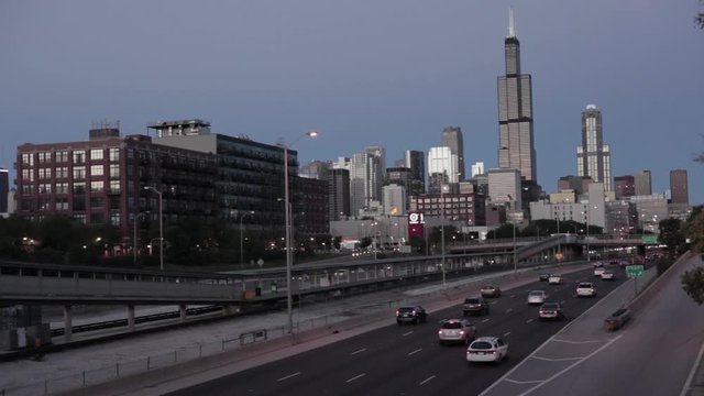 Chicago Skyline Sunset 290.mov