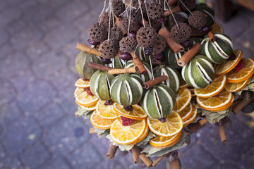 Spice decorations. Traditional arrangement. Christmas spices.