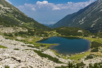Fototapeta na wymiar Amazing view of Muratovo lake, Pirin Mountain, Bulgaria