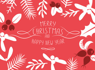 Vintage Merry Christmas And Happy New Year background.