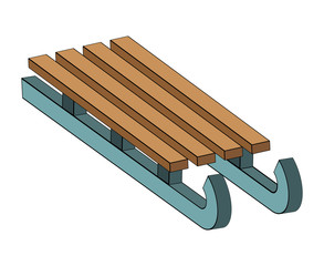 sled, wooden sledge vector symbol icon design.