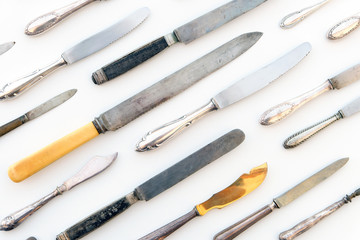 various knifes on white background , knife set