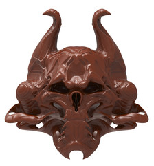 Chocolate skull design isolated on white background. 3D illustration
