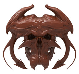 Chocolate skull design isolated on white background. 3D illustration
