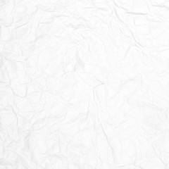 Crumpled white paper texture or white paper background for design with copy space for text or image.