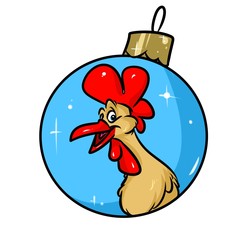 Christmas ball cock emblem cartoon illustration isolated image
