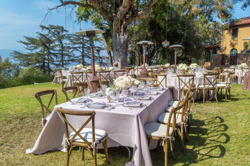 wedding reception set up hollywood mansion