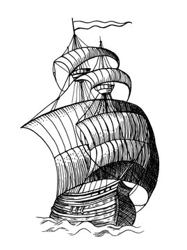 sailing medieval ship
