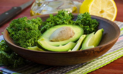 Sliced avocado on a cutting board