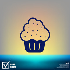 Flat paper cut style icon of cake