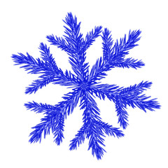 Christmas blue snowflake isolated on white background