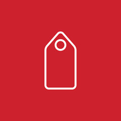 price tag label line white icon on red background