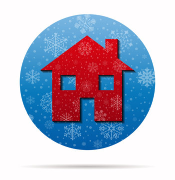 House Christmas Icon In Circle