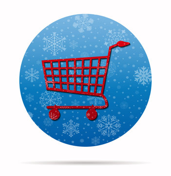 Shopping Cart Christmas Icon In Circle