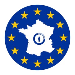 Géolocalisation en France dans un drapeau européen