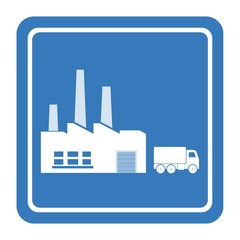 Obraz premium Usine et camion de livraison dans un panneau