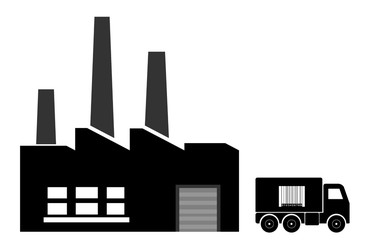 Obraz premium Usine et camion de livraison