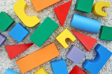Colorful wooden children's building blocks  background