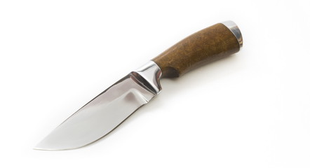 Beautiful hunting knife against a white background