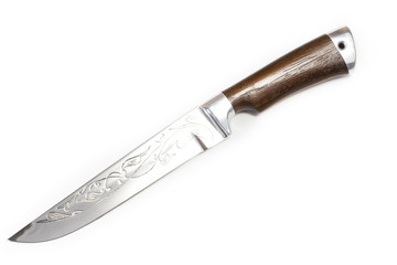 Beautiful hunting knife against a white background