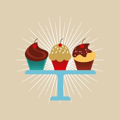 sweet cupcakes dessert. colorful design. vector illustration