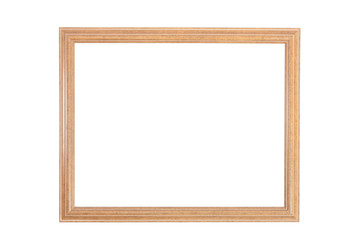 Wood picture frame isolated on white.