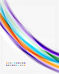 Smooth colorful line on white. Wave abstract background