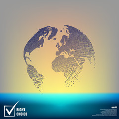 Flat paper cut style icon of globe