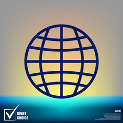 Flat paper cut style icon of globe