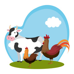animal farm in the field vector illustration design