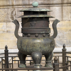 A large decorative urn at the Forbidden City, Beijing